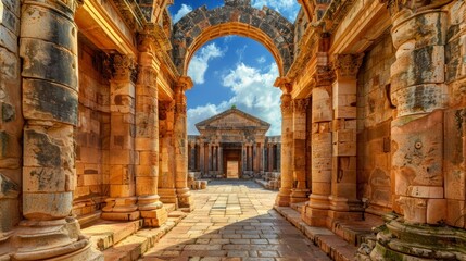 Obraz premium ruins columns of ancient buildings