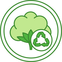 Recycled Cotton Green Icon. Vector Icon. Environmentally Friendly and Natural Quality Material. Tag, Label for Clothing