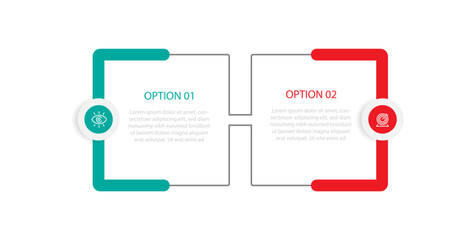 Vector template infographic with 2 step process suitable for workflow, business information, presentation and web graphic design 