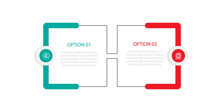 Vector template infographic with 2 step process suitable for workflow, business information, presentation and web graphic design 