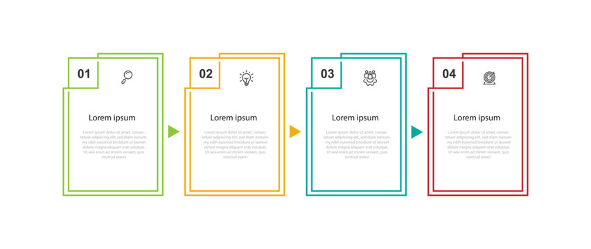 Design template infographic vector element with 4 step line square or option 