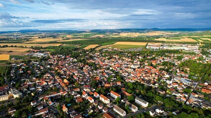  Aerial view of the old town arond the city Sprendlingen 
 in Germany on a sunny day in Spring