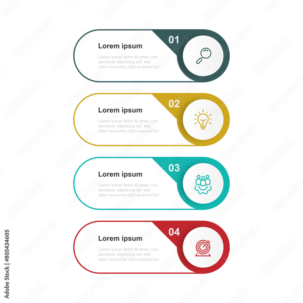 Aufkleber Design template infographic vector element with 4 step vertical or option 