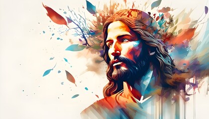 Naklejka na ściany i meble Jesus Christ. Abstract colorful background.