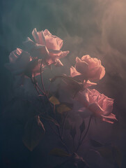 roses in the fog