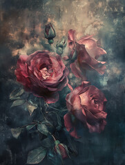 background with rose and roses