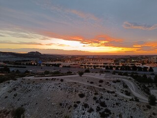 yellow sunset in the city
