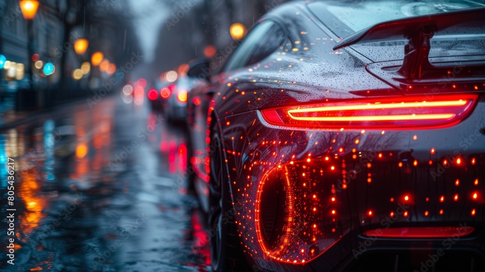 Aufkleber machine learning analytics identify vehicles, artificial intelligence concept. ui analytics software