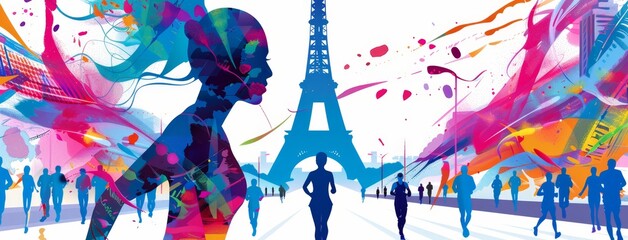 Poster of Olympic athlete running in Paris.