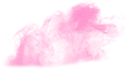 Steam condensation cumulus cloudy, transparent pink smoke cloud isolated, pink explosion smoke isolated