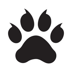 Simple and minimalistic animal paw icon, black vector illustration on white background