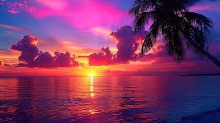 Sunset Sunrise Beach: Neon photos capturing the beauty of sunrise and sunset on the beach - Powered by Adobe