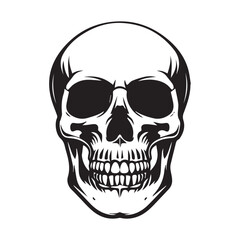 Simple human skull head icon logo, vector illustration on white background
