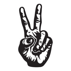 Simple hand peace sign icon logo, vector illustration on white background
