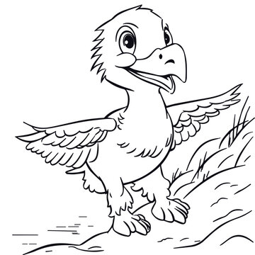 recommend clip art: Simple albatross bird mascot design, black vector illustration on white background