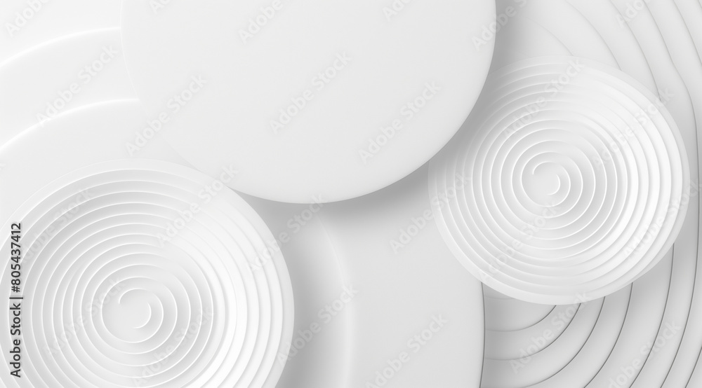 Poster abstract white background with a lot of circles and a few squares