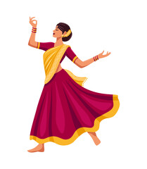 Indian woman dancing in traditional dress