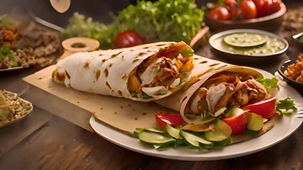 Plate of Food With Burrito Generative AI