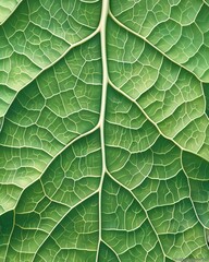 Macro photography reveals the intricate vein pattern of a green leaf, highlighting the details of plant biology