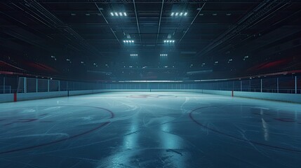 Obraz premium Hockey ice rink sport arena empty field stadium on dark background