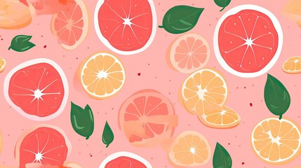 seamless pattern of refreshing grapefruits backgrounds illustrations