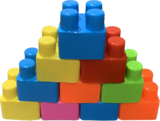 toy building blocks, Hill Step of plastic building block toys , Colorful block Puzzle games for kids isolate on white background, die cut