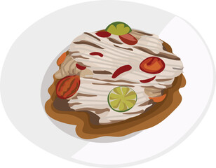 Somtum thai food. Spicy papaya salad on transparent background.
