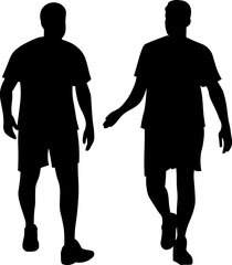 black and white male silhouettes of athletes, volleyball game, clipart