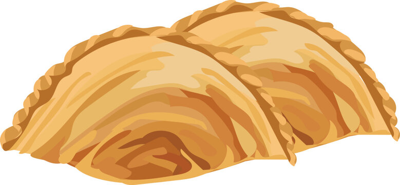Curry puff illustration on transparent background.
