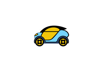 Vector illustration of cartoon electric car for logo
