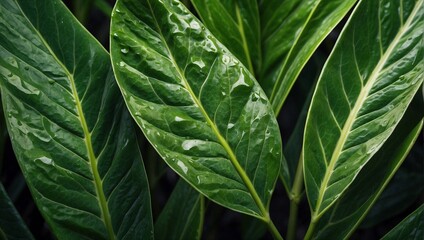 green leaves close up background