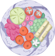 The thai food on a tray illustration on transparent background.
