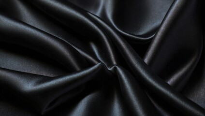 Fototapeta premium black silk, black fabric texture, silk, black backgrounds, satin, fabric textures, black satin, silk textures, HD wallpaper