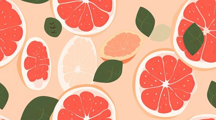 seamless pattern of refreshing grapefruits backgrounds illustrations