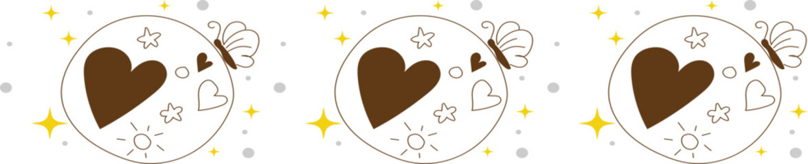 Beautiful heart line border illustration on transparent background.
