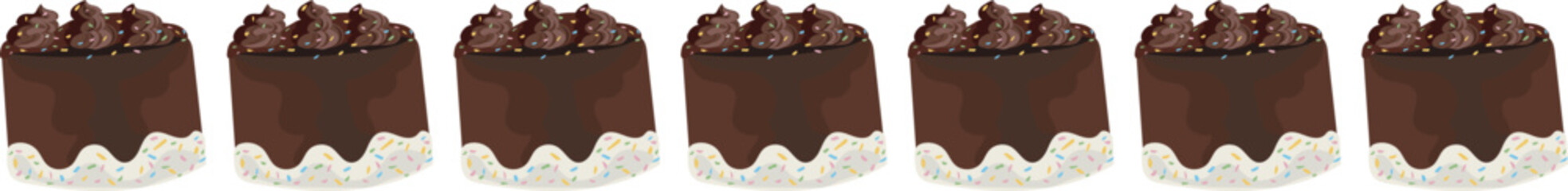 Chocolate cake line border on transparent background.
