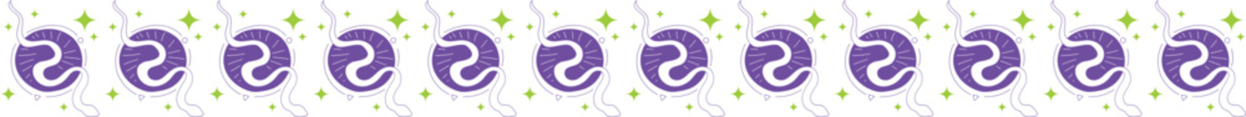 Fototapeta premium Purple planet line border on transparent background.