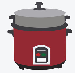 Red color rice cooker isolate