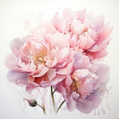 Obraz premium Soft, ethereal watercolor lilacs, with overlapping petals suggesting gentle movement, embodying the freshness of first love , fresh and clean look