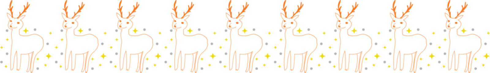 Cute deer line border on transparent background.
