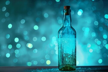 Bottle aqua grainy color gradient background glowing noise texture cover header poster design