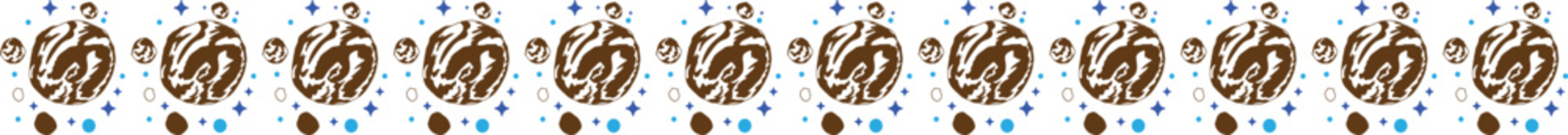 Brown planet line border on transparent background.
