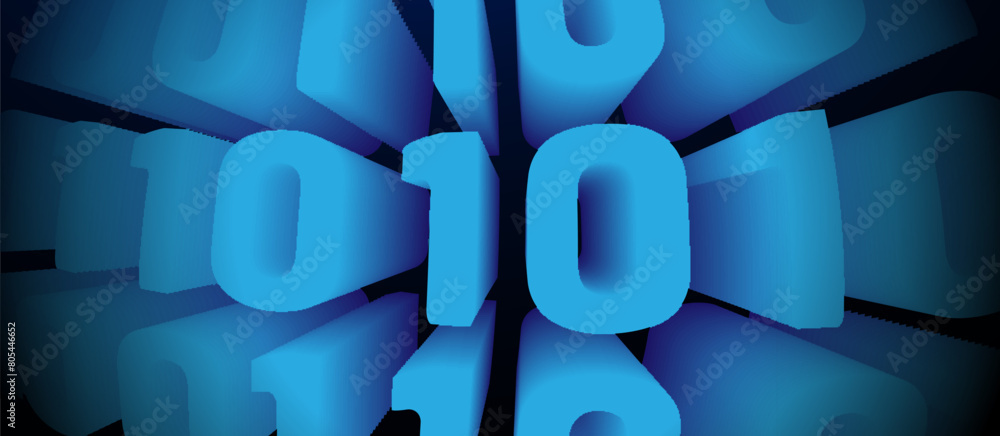 Aufkleber 3D blue digital binary code background. Abstract futuristic binary code. Vector illustration