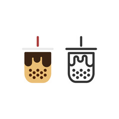 Brown Sugar Bubble Milk Tea. Vector icon for logo