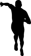 Sprinting man PNG vector silhouette. Sprint, fast run. Runner starts running. Start, Man running or jumping silhouette vector illustration isolated on transparent background