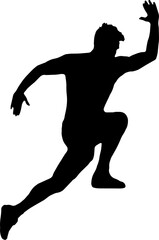 Sprinting man PNG vector silhouette. Sprint, fast run. Runner starts running. Start, Man running or jumping silhouette vector illustration isolated on transparent background