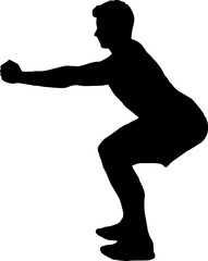 Fitness Vector Of Man Doing Situps Silhouette Isolated on transparent Background, Silhouette man PNG, bodybuilder training. Personal trainer workout. Fit man exercise