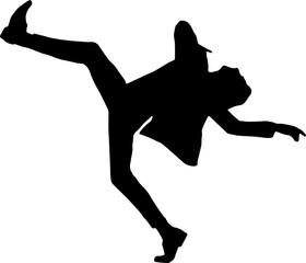 Professional male dancer silhouette PNG. Vector illustration isolated on transparent background.