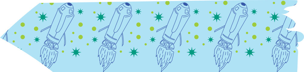 Spaceship washi tape on transparent background.
