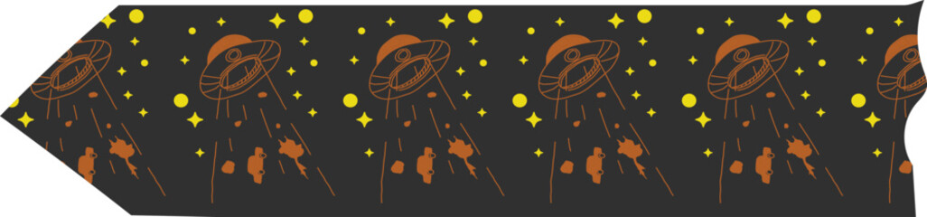 UFO washi tape on transparent background.
